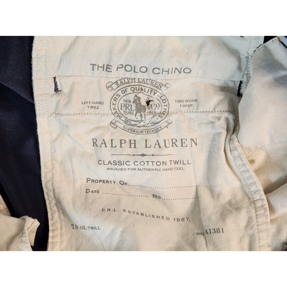 Polo Ralph Lauren Mens Stretch Straight Fit The Polo Chino Navy Blue 34x30